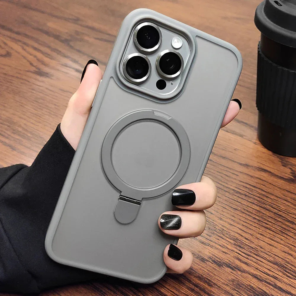 QIXTWO Luxury Metal Holder Magnetic Wireless Charge Phone Case - ShopHub