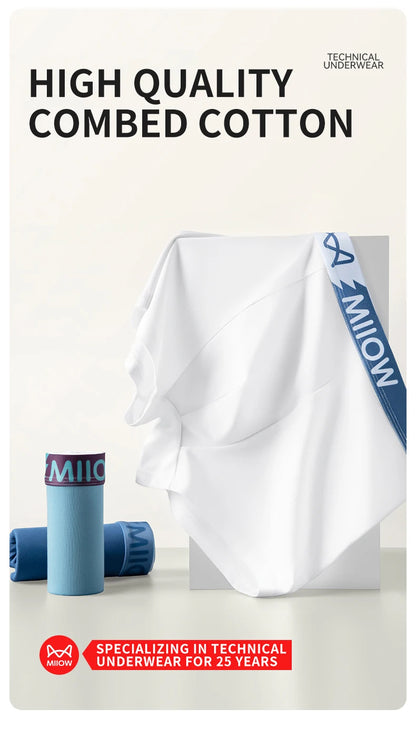 MiiOW Men's Antibacterial Underwear 3Pcs Cotton Boxers