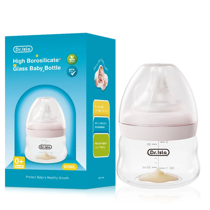 MAMIJOY Baby Glass Bottle High 80/160/240ml Borosilicate Wide-mouthed Anti-bloating Clear Scale Feeding Bottle BPA＆BPS-FREE GB61