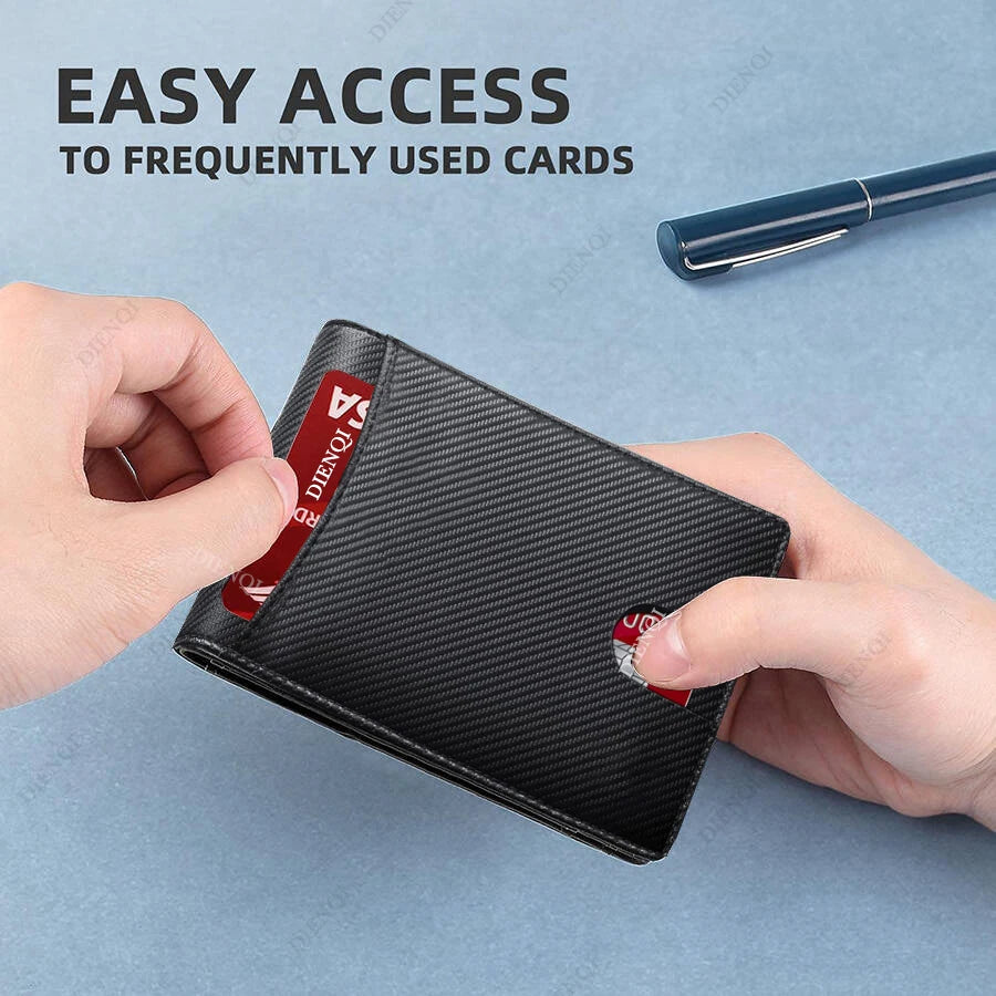 Rfid Carbon Fiber Men Wallets Man Card Holder Money Bag Slim Thin Mini Wallet Male Small Short Purse Black Walet Billfold Vallet