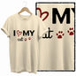 COOLMIND Beige Cat Graphic T-Shirt | Women's Relaxed Fit