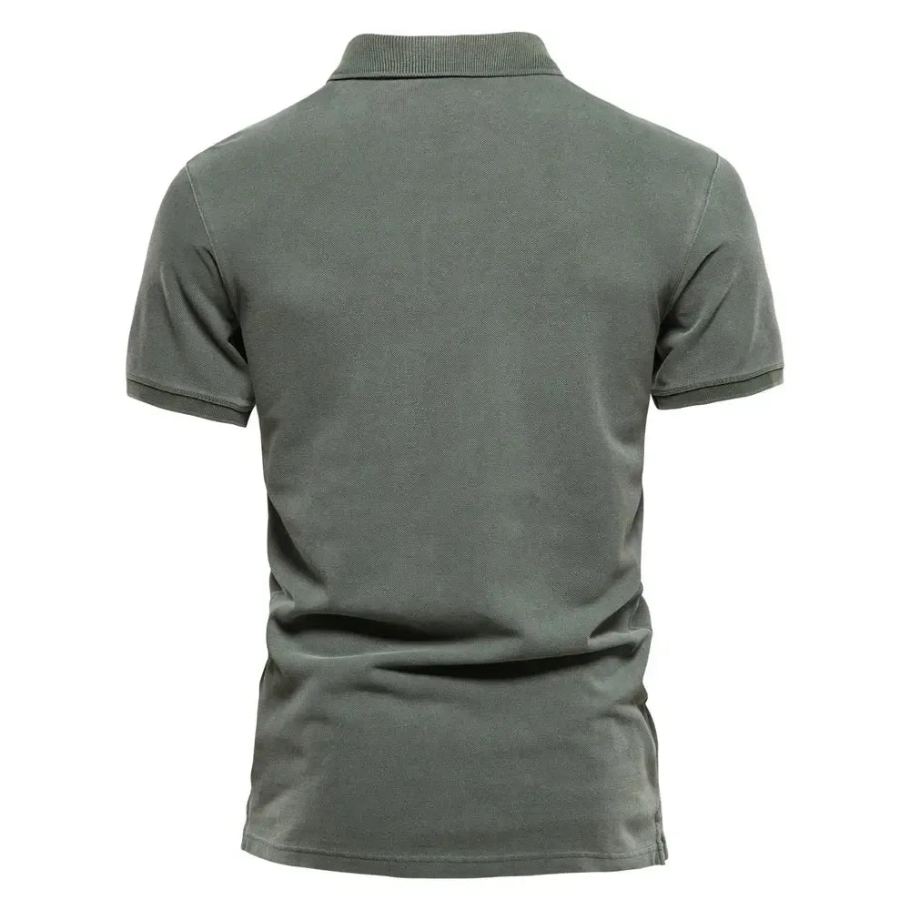 AIOPESON 100% Cotton Solid Colour Men's Polo Shirts - ShopHub