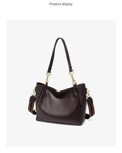 FOXER Genuine Leather Women's Elegant Shoulder Bag Simple Casual Tote Bag Large Capacity Multi-use Crossbody Handbag for Daily