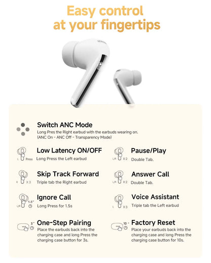 QCY MeloBuds Pro ANC Earphones with 46dB Hybrid ANC, 6 Mics, Hi-Res LDAC, and 34H Playtime - ShopHub