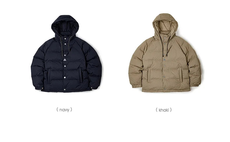 Premium Men's Winter Down Jacket—Navy Blue Hooded Quilted Warmth