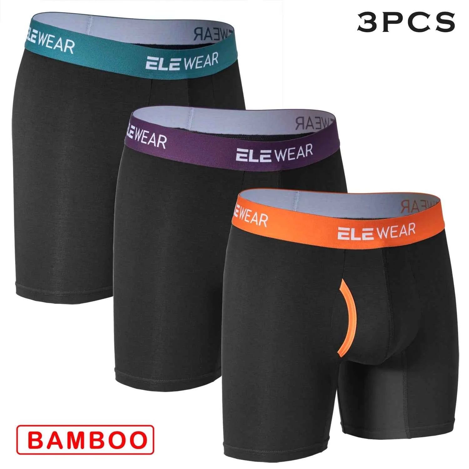 3 Pcs Bamboo Men's Underwear - Breathable Boxershorts with Opening