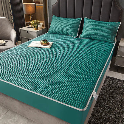 Cooling summer mattress pad and pillowcase set by ShopHub NZ, designed to enhance sleep comfort with breathable fabric.