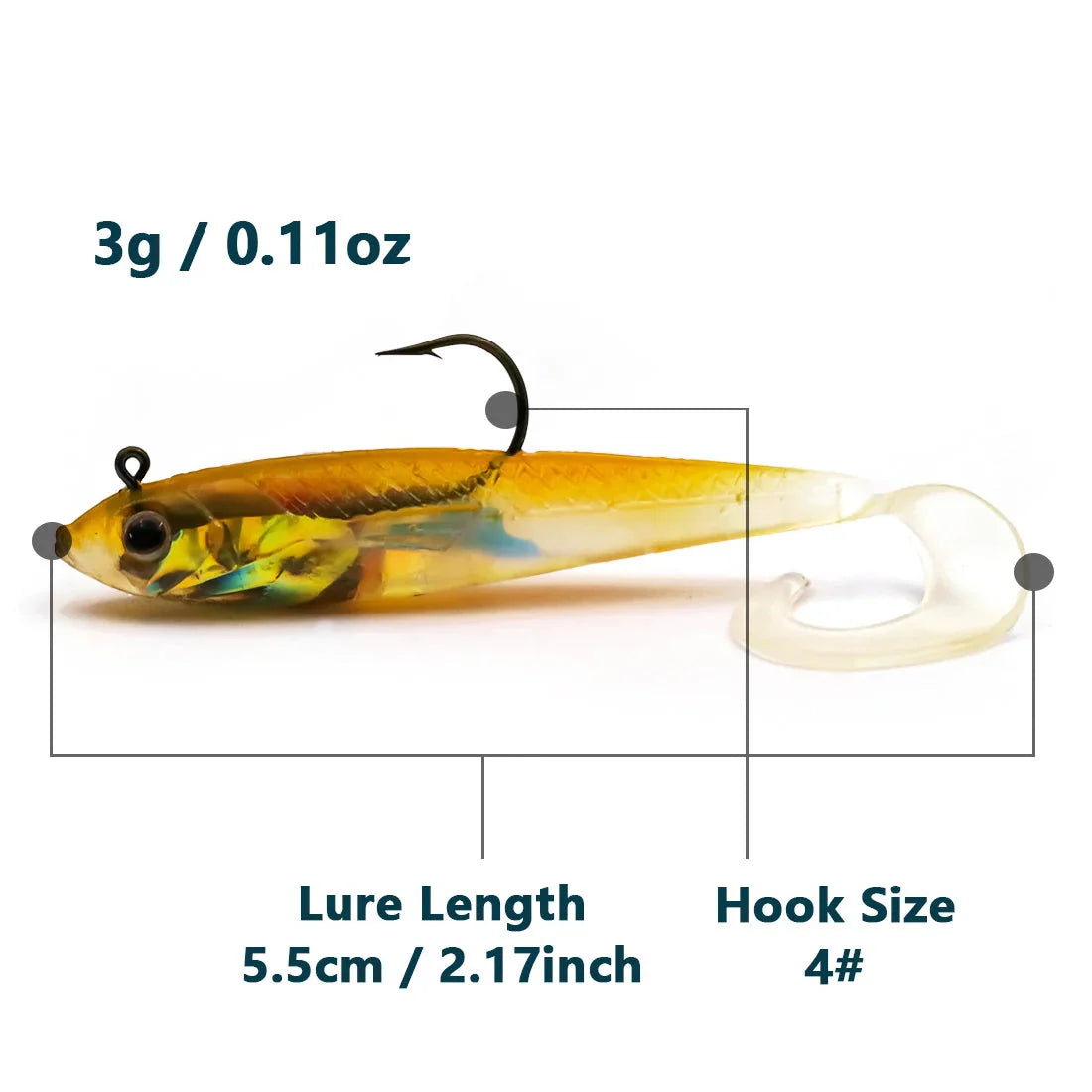 Soft Fishing Lures with Lead Head Jigs – Bass & Trout (Several quantities and colours available) Habicare