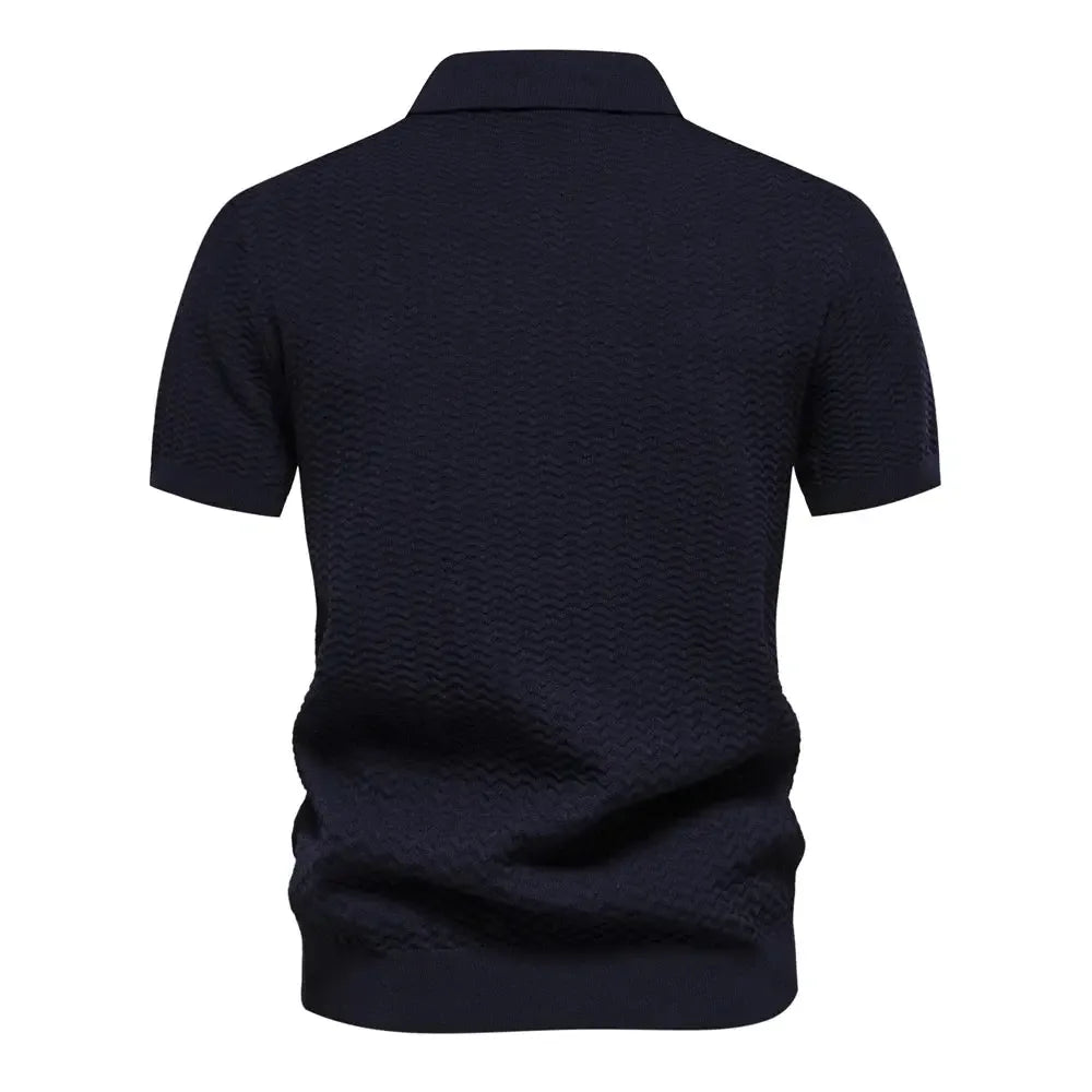 New Summer Ribbed Knit Polo Shirts - ShopHub
