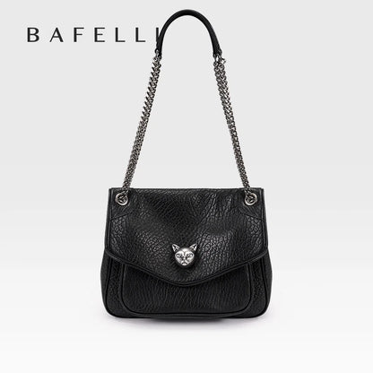 BAFELLI Chained Genuine Leather Satchel Bag