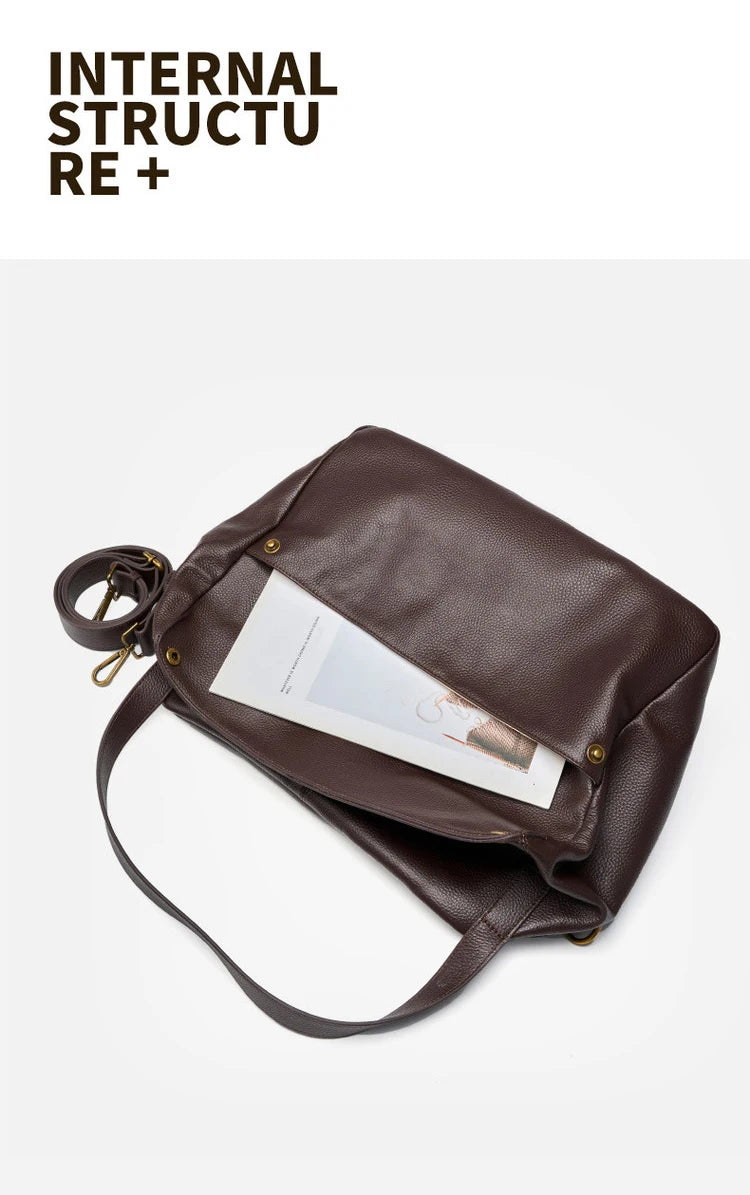 FOXER Genuine Leather Shoulder Bag for Women Large Capacity Handbag Female Casual Tote Bag Computer Bag Crossbody Purse as Gift