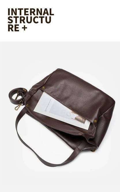 FOXER Genuine Leather Shoulder Bag for Women Large Capacity Handbag Female Casual Tote Bag Computer Bag Crossbody Purse as Gift