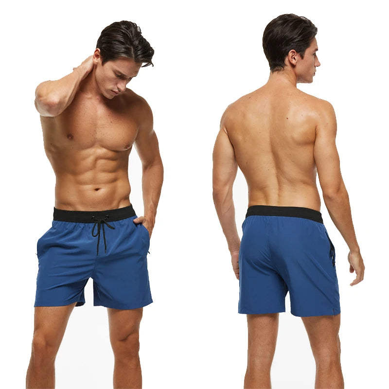 Men's breathable mesh liner boardshorts by ShopHub NZ with zipper pockets, quick-dry solid beach swimwear for summer 2026.