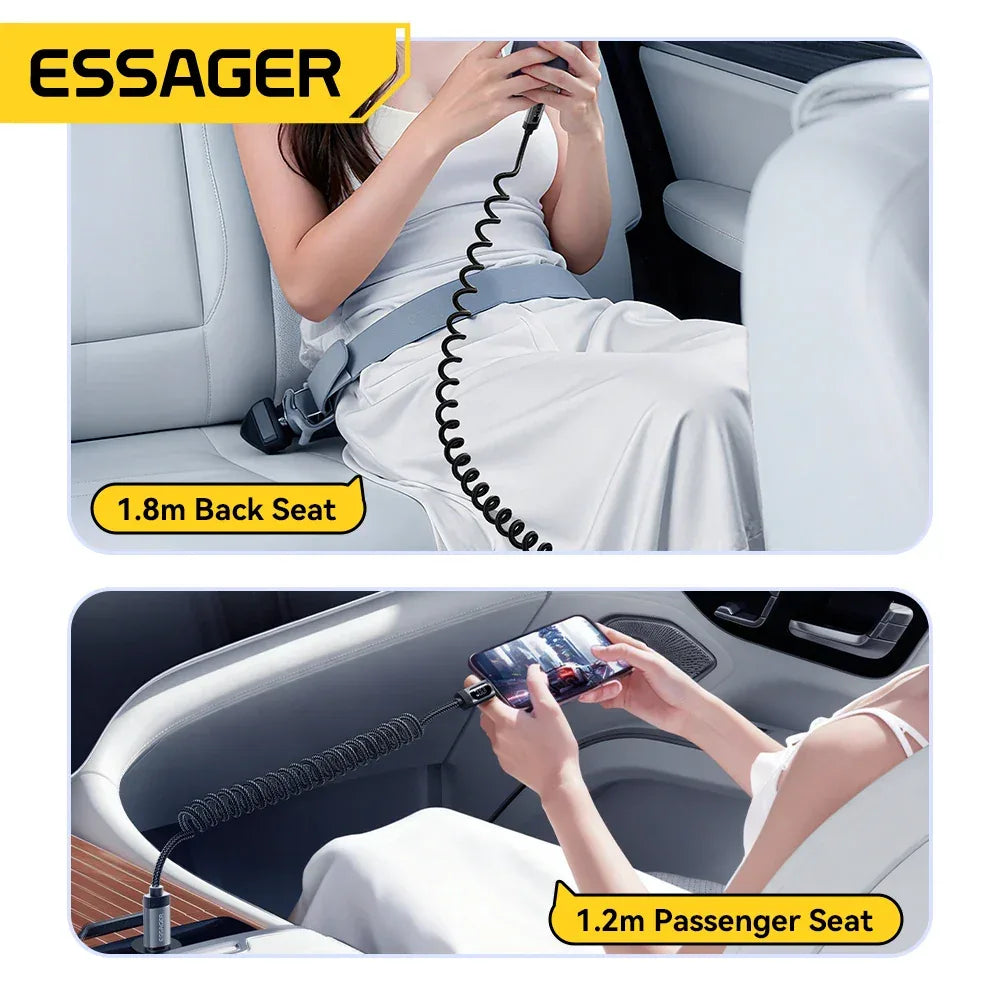 Essager Car Spring USB C Cable - ShopHub