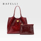 BAFELLI Full-Leather Crocodile-Pattern Large Tote Bag