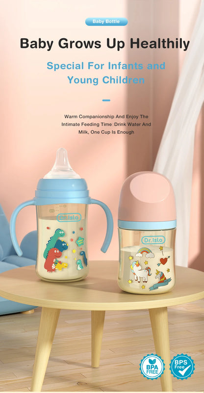 MAMIJOY 160/240ML PPSU Baby Bottle Double Handle Infant Drop-proof Baby Wide-caliber Milk Bottle Newborn Feeding Bottle BPA Free