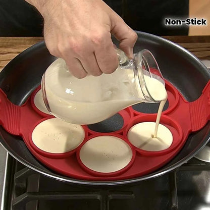 Silicone Non-Stick Pancake & Egg Maker, Easy Baking Frying Tool, Red Kitchen Essential Mini Cooker