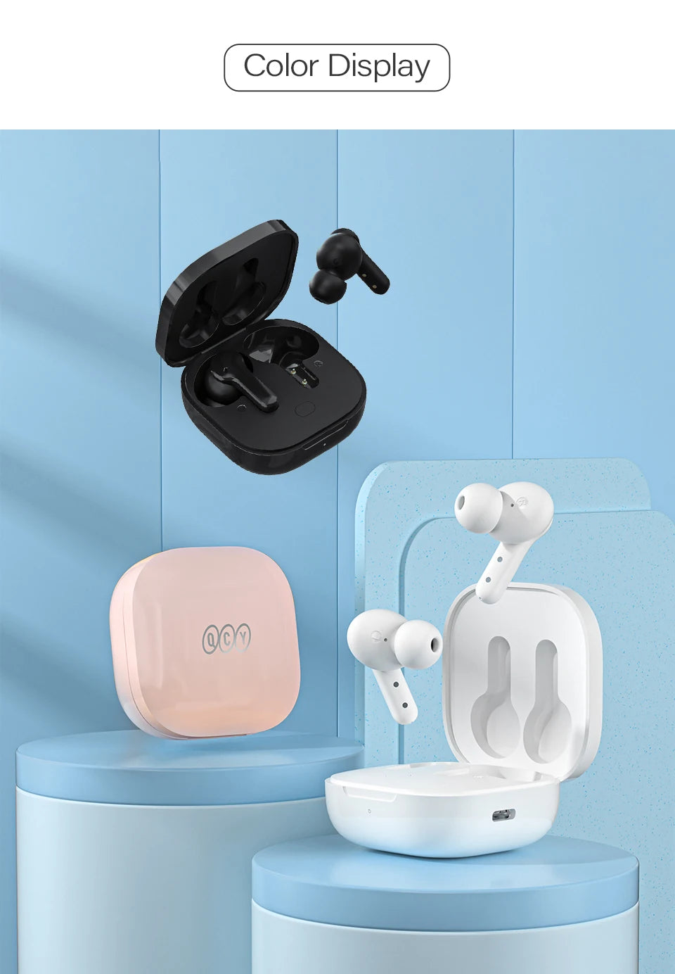 QCY T13 Wireless Earphones with 4 Mic ENC, HD Call, Stereo Sound, Touch Control, Long Standby 40Hrs - ShopHub