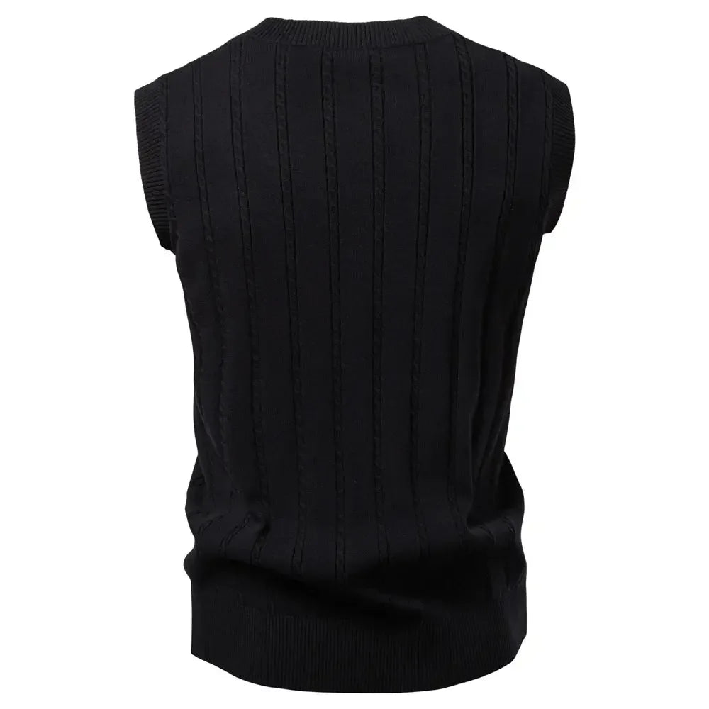 Aiopeson Men's Solid Colour V Neck Knitted Vests - ShopHub