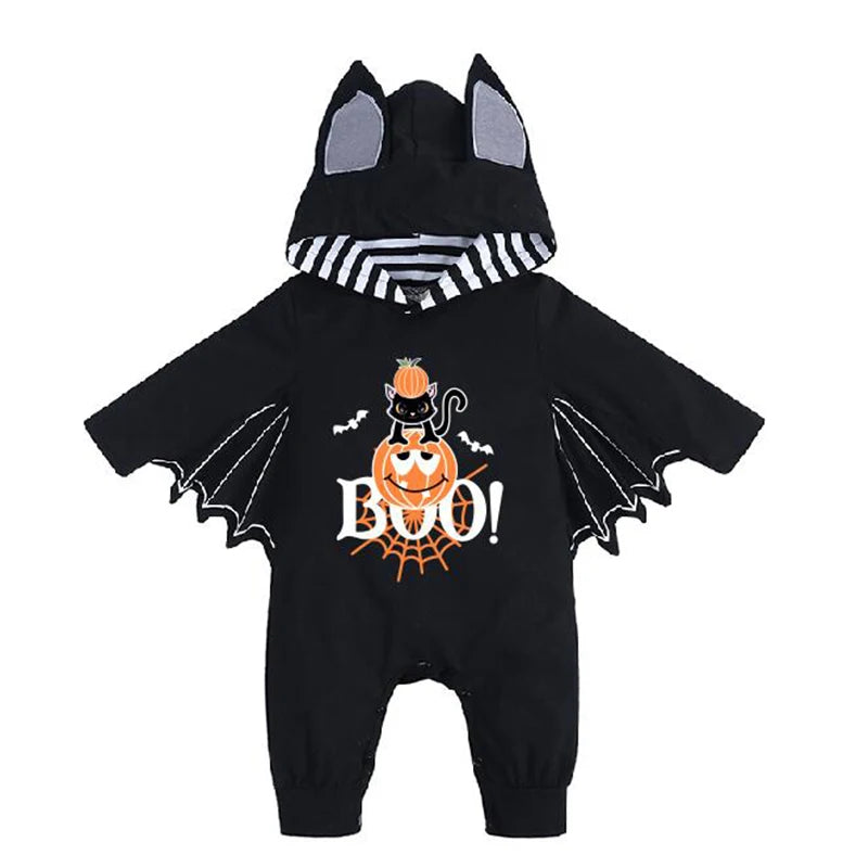Kids Tales Batty Boo Cotton-Blend Halloween Baby Romper