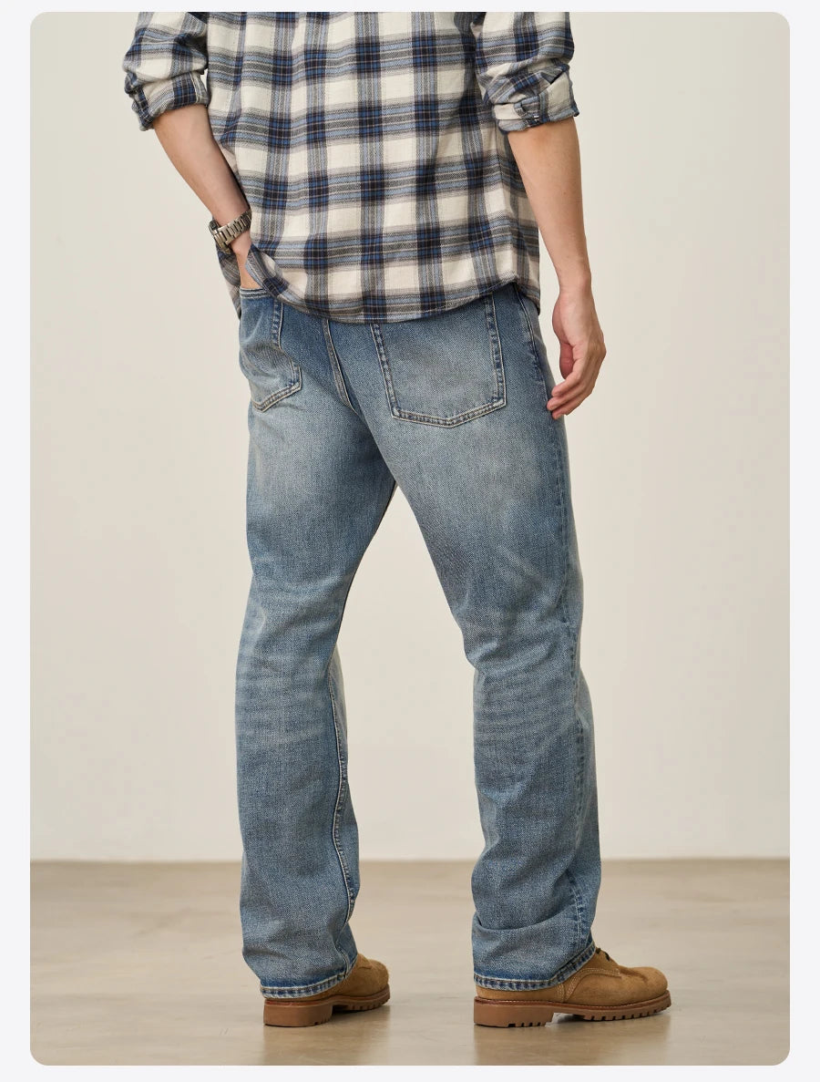 SIMWOOD 2026 Autumn New Loose Relax 13.5oz Heavyweight Washed Vintage Jeans Men Denim Pants Retro  Streetwear