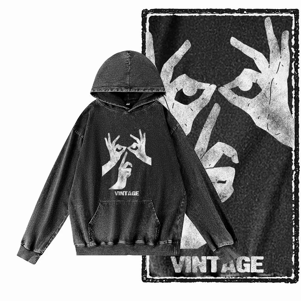 After Dark Acid-Washed Black Graphic Hoodie