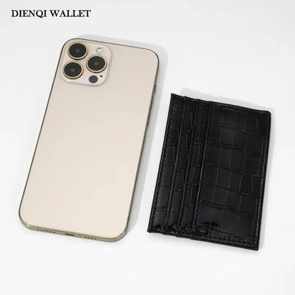 Women's Crocodile Pattern Credit Card Holder Slim Thin Red Minimalist Ladies Wallets with Coin Pocket Bank Cardholder for Women