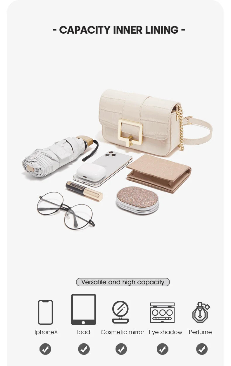 FOXER Split Leather Fashion Women Shoulder Bag Lady Crossbody Handbag Gift for Wife, Girlfriend