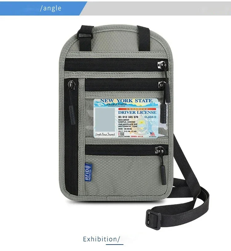 RFID Passport Holder Travel Anti-Theft Neck Pouch