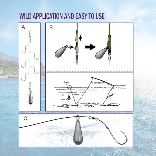 Teardrop Fishing Sinkers – Lead Weights for Bass (10 Sizes) Habicare
