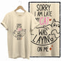 COOLMIND Beige Cat Graphic T-Shirt | Women's Relaxed Fit