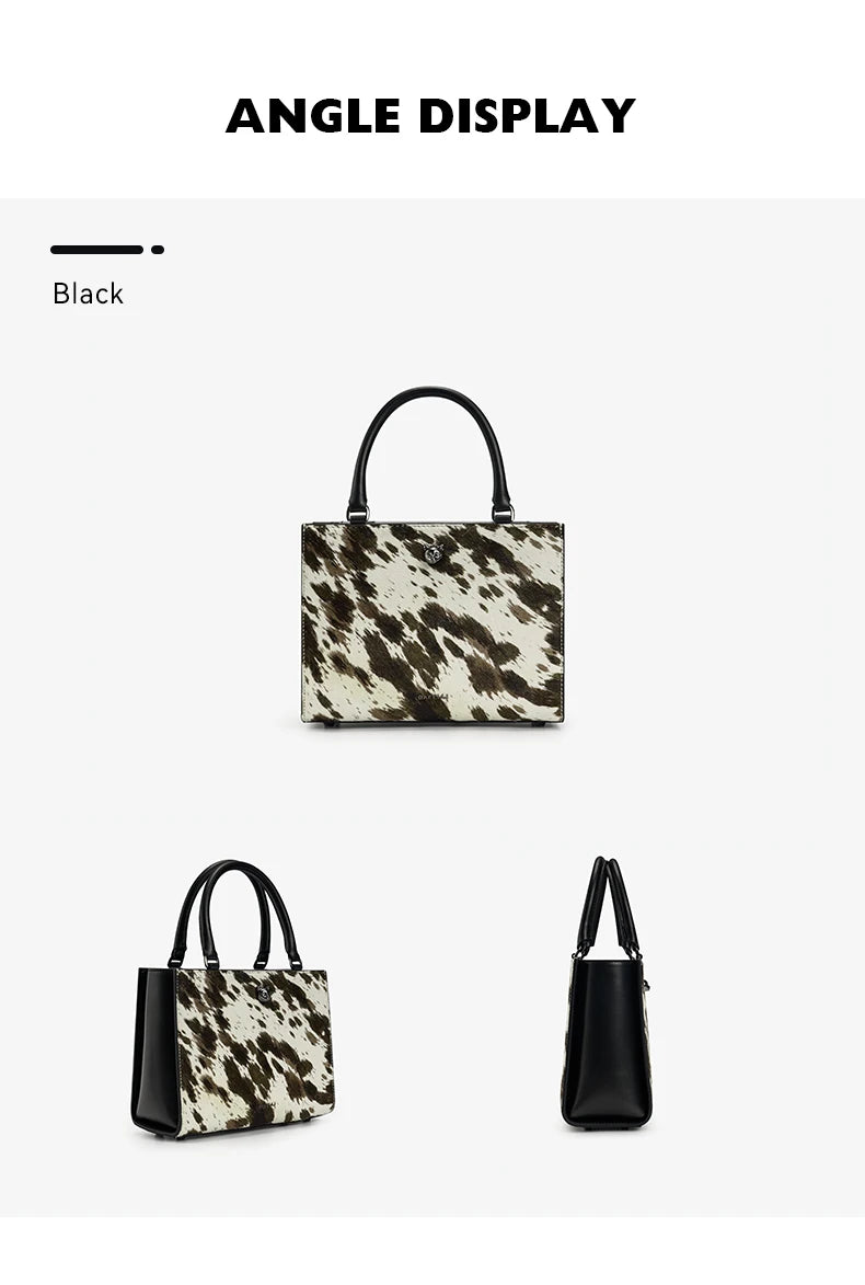 BAFELLI Real Fur & Leather Leopard Crossbody Bag