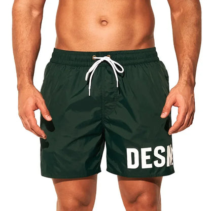 DESMIIT S88 Letter-Print Swim Shorts with Drawstring