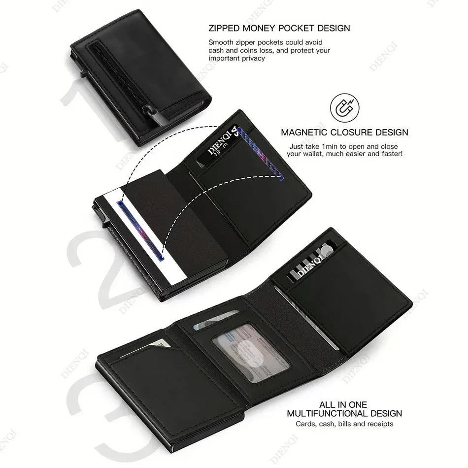 Rfid Credit Card Holder Mens Wallet Luxury Brand Bank Cardholder Cass Carbon Fiber Minimalist Walet Purse Smart Wallets for Men
