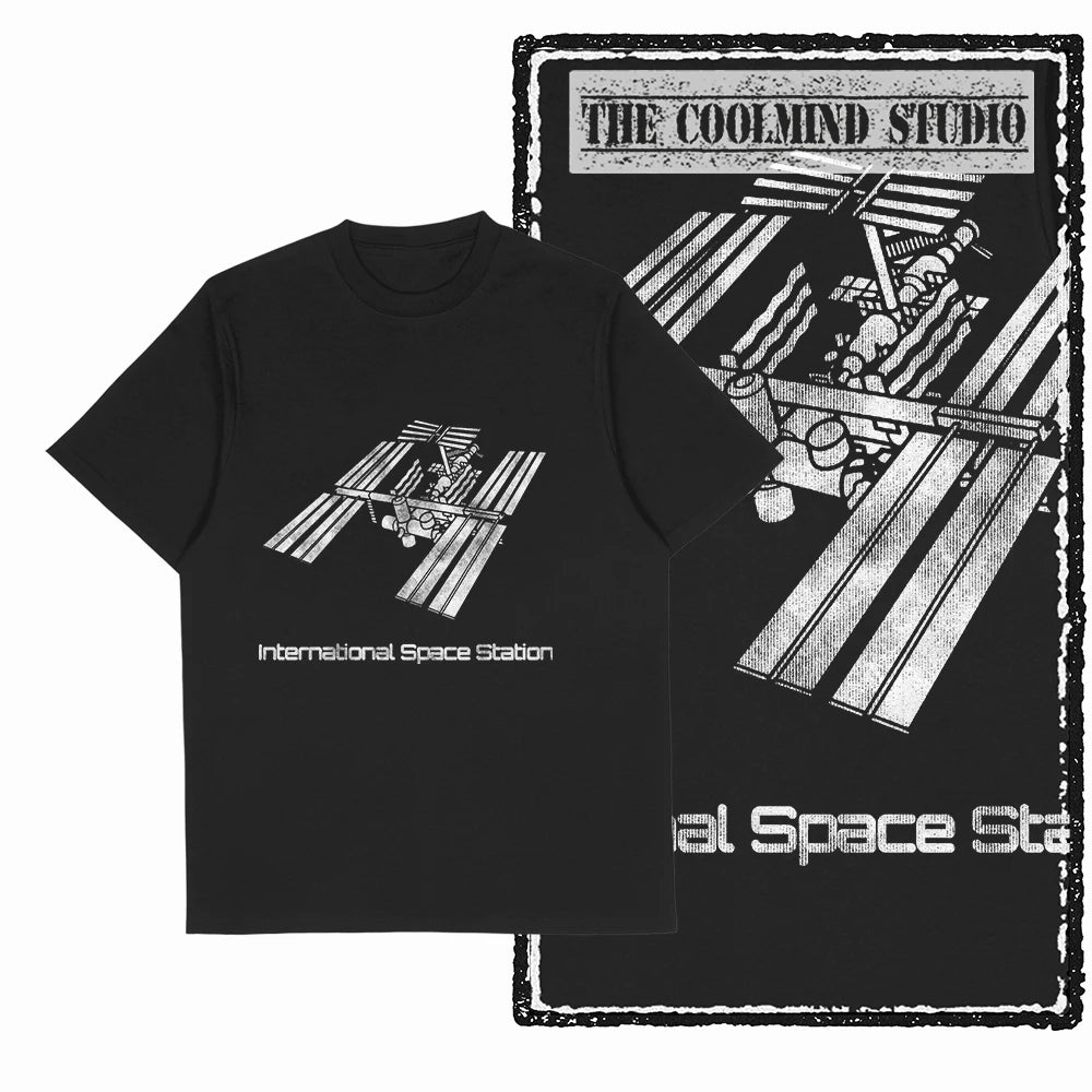 COOLMIND Z1149 Space Station Graphic Cotton Tee