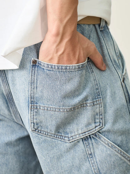 SIMWOOD 2026 Spring Summer New Loose Relax Logging Jeans Men 11oz Fabric Cargo Denim Trousers