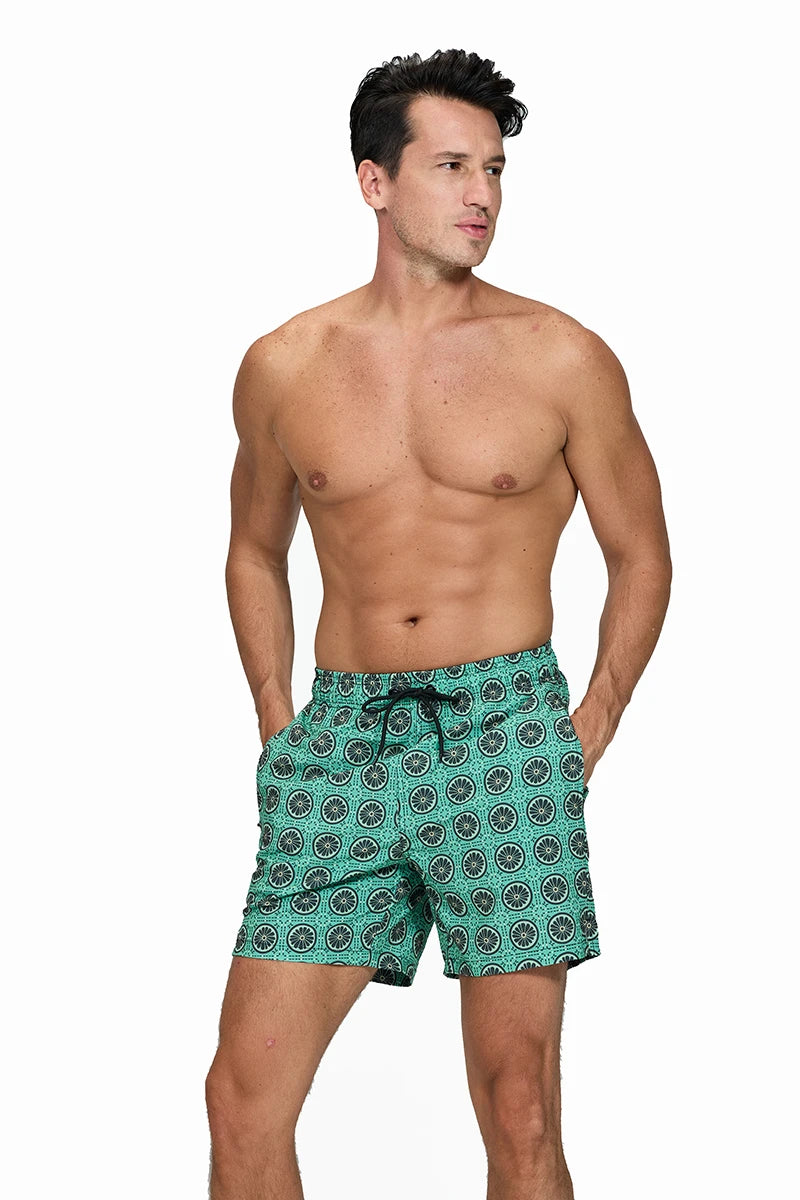 Men's ShopHub NZ boardshorts with polyester fabric, side zipper pocket, long liner, perfect for beach or gym activities.