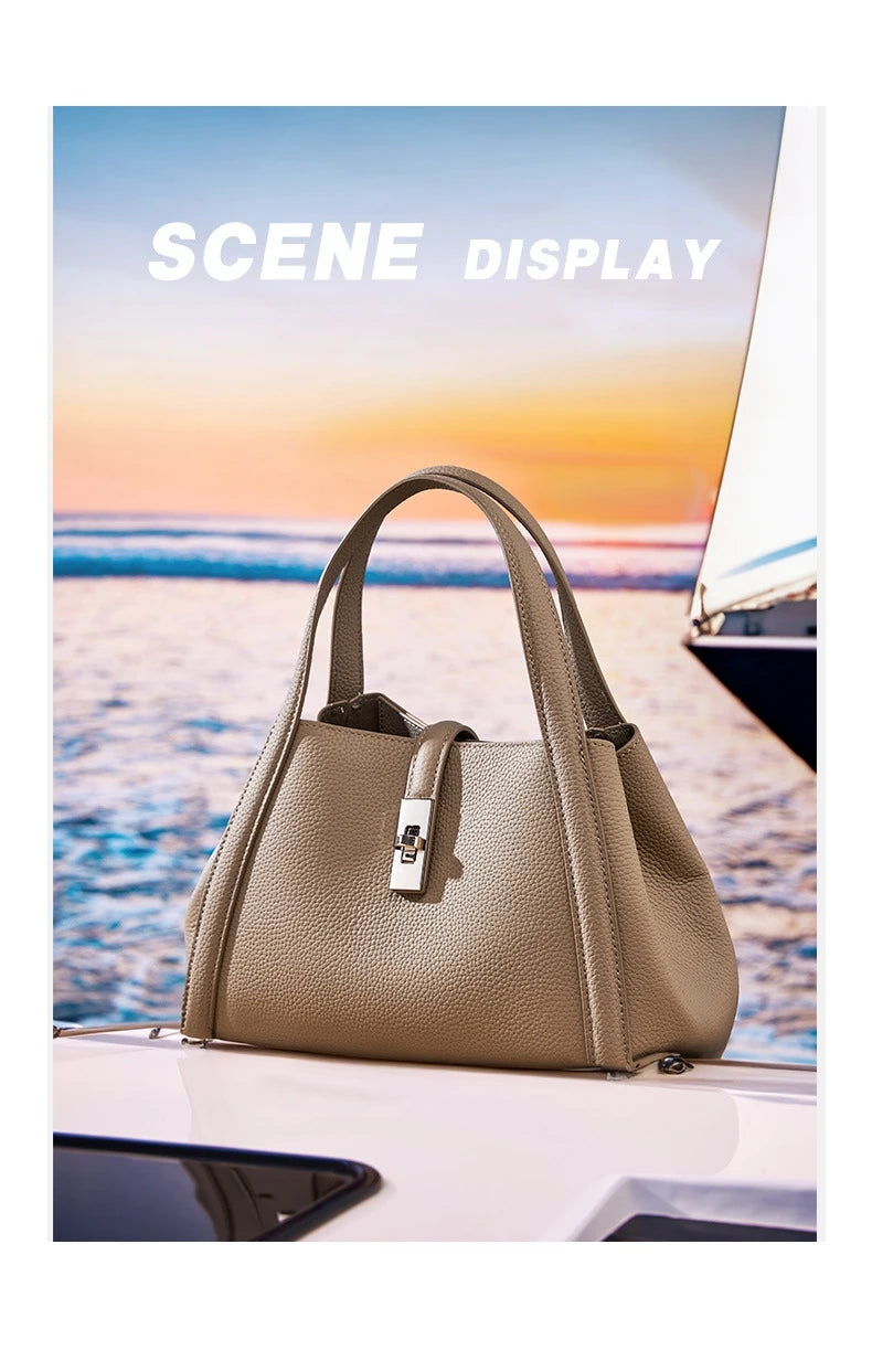 FOXER Brand Genuine Leather Women's Handbag 2026 Fashion Female Bucket Bag Luxury Design Shoulder Bag Versatile Crossbody Purse