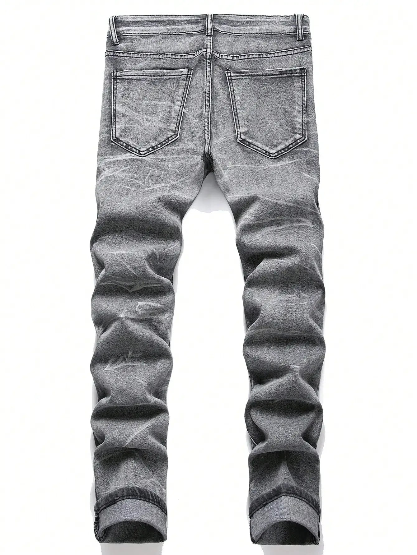 Men's Stretchy Denim Jeans Featuring Trendy Ripped Designs - ShopHub