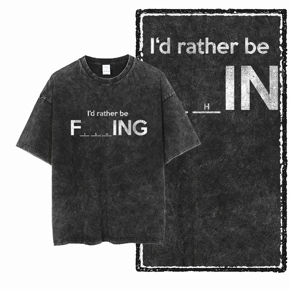 YB FISHING THEME Printed Cotton Acid Washed Exclusive Graphic Unisex T Shirt Cool Streetwear Men Tshirts Big Size Tee for Men
