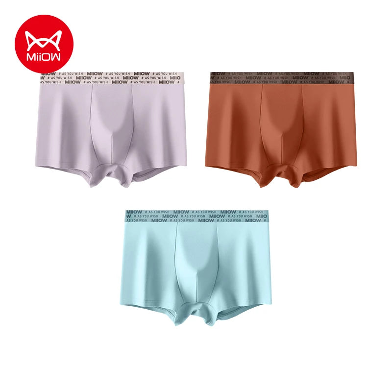 MiiOW Men's Antibacterial Cotton Underwear - 3Pcs Boxer Shorts
