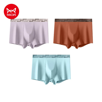 MiiOW Men's Antibacterial Cotton Underwear - 3Pcs Boxer Shorts