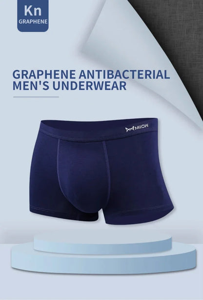 MiiOW 4Pcs Men's Breathable Cotton Underwear with Graphene Antibacterial Technology - Comfortable U Convex Bag Crotch Boxers
