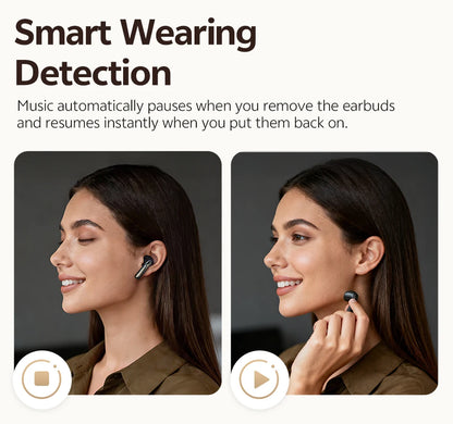 QCY AilyBuds E50 Wireless Earbuds with Bluetooth 6.0, Spatial Sound, 11mm Drivers, In-Ear Detection, HT11 Bass Boost, and 40H Playtime - ShopHub
