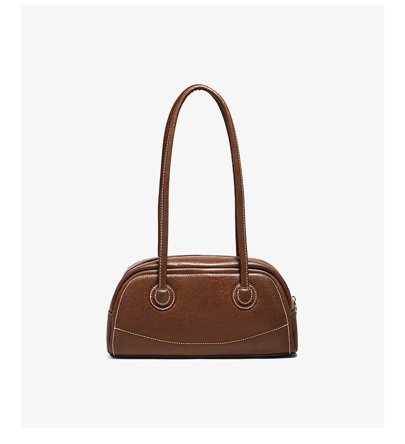 FOXER New Large Capaci Women's Handbag PU Leather Simple Retro Single Underarm Bag for Female Casual Commuting Pillow Bag Purse
