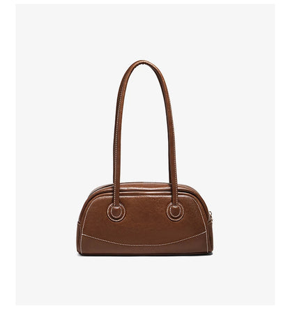 FOXER New Large Capaci Women's Handbag PU Leather Simple Retro Single Underarm Bag for Female Casual Commuting Pillow Bag Purse