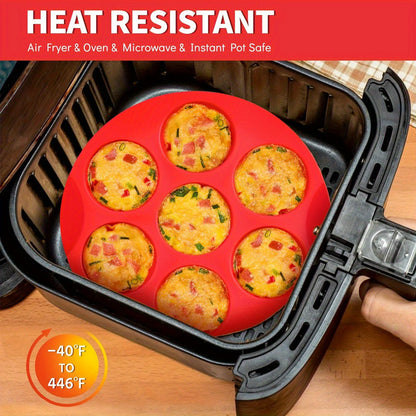 7-Cavity Silicone Air Fryer Set - 2PC Nonstick Cake Mold & Basket Fit 0.92-1.53L