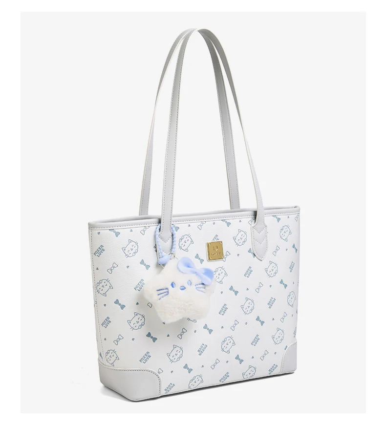 FOXER Summer New Women's Shoulder Bag PVC Leather Daily Tote Bag Female Commuting Purse Large Capacity Handbag for Everyday Use