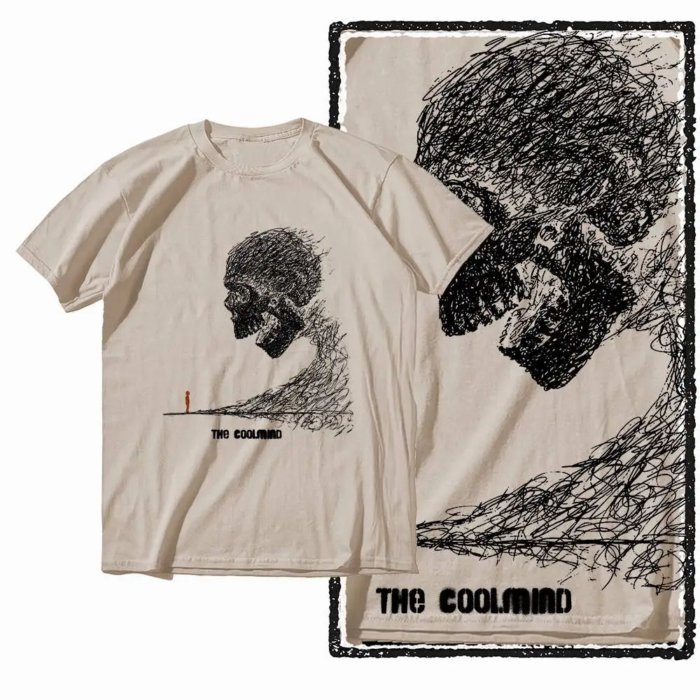 G19 Beige Cotton Men's o-neck COOLMIND  Graphic T-shirt |  Streetwear Big Size Cool men's Tee Tshirt