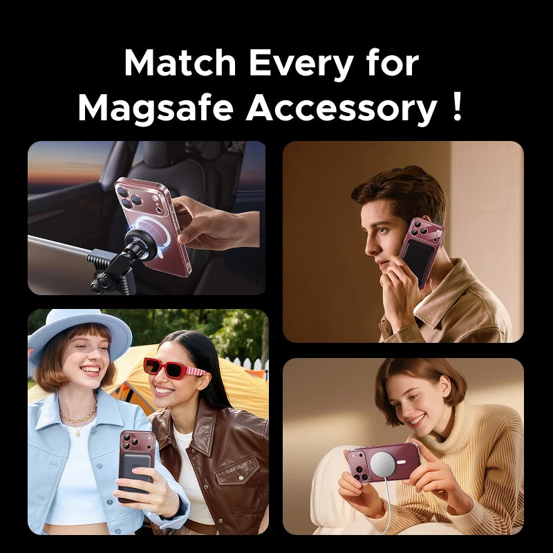 UGREEN Never Yellow PC Magnetic Case for iPhone 18 17 Pro 18Pro Max Shockproof Anti-Yellowing Clear Hard Cover for MagSafe Cases